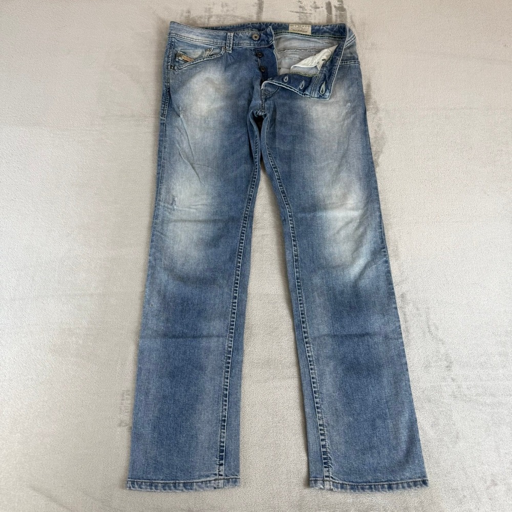 Diesel Darron Slim Tapered Jeans Mens 31x30 Blue Distressed Button Fly Stretch